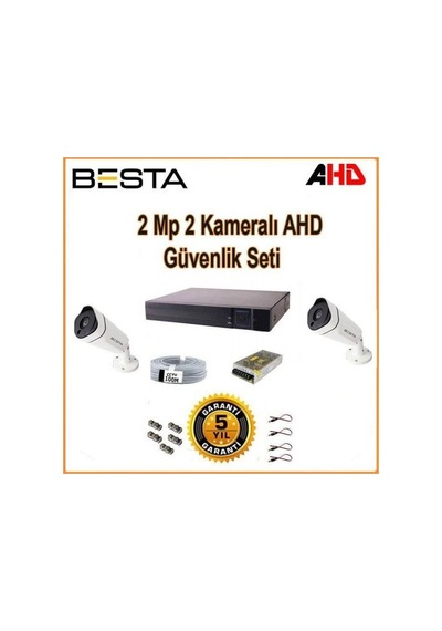 2mp Ahd 1080p Gece Görüşlü 2 Kameralı Güvenlik Sistemi