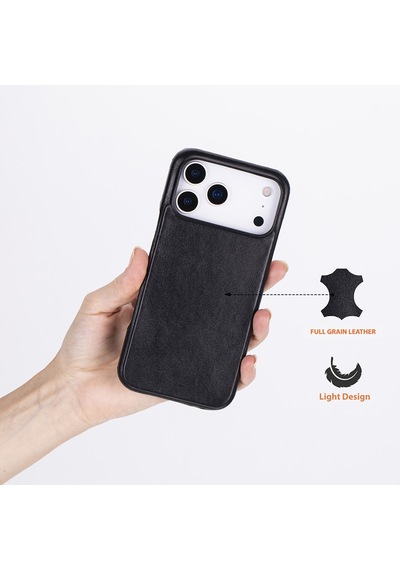 Apple Uyumlu iPhone 17 Pro Max İçin, Hakiki Deri, El Yapımı Kılıf, Magsafe İle , İç Yüzeyi Kadife, Kömür Siyah Siyah