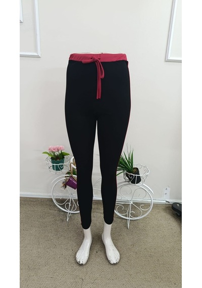 Bhrwear Kadın Yüksek Bel Bağcıklı Şerıt Detaylı Dalgıç Tayt Renkli