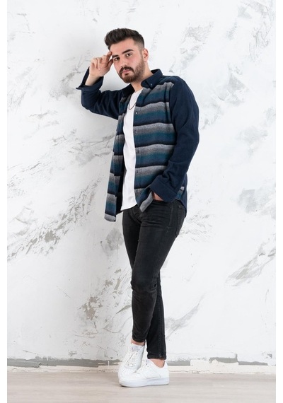 Advante Slimfit Parça Desenli Erkek Oduncu Gömlek (509439640)