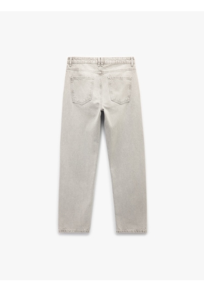 Koton Pamuklu Normal Bel Vintage Straight Fit Jean Pantolon Gri 6wam40060nd Gri Koton Pamuklu Normal Bel Vintage Straight Fit Jean Pantolon Gri 6wam40060nd Gri