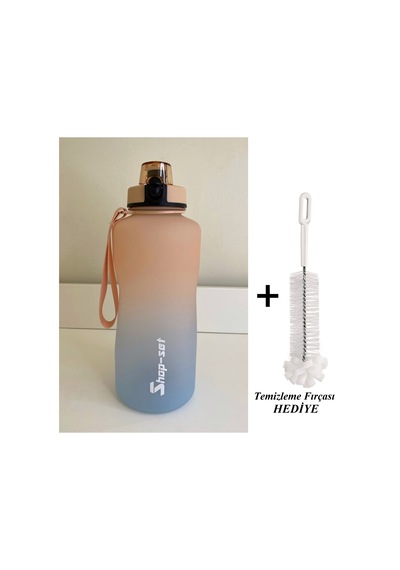 Shop-Set 2000 Ml Tritan Motivasyonlu Su Matarası Süzgeçli Somon Açık Mavi
