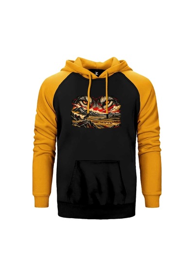Bozkurt Bakışı Sarı Renk Reglan Kol Sweatshirt / Hoodie