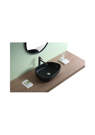 Puroser Troya Matt Black Tezgah Üstü Seramik Lavabo