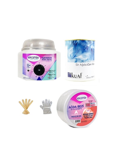 Kuaf Pudralı Konserve Sir Ağda 800 ML + Ekamix Makina + Bez
