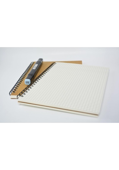 2'li Kareli Defter, A5 Boyut 15x21 Cm , 60 Yaprak, 90gr. Ivory Kağıt, Siyah Ve Kraft Kapaklar, Ofis İçin İdeal, Planlayıcı Kareli