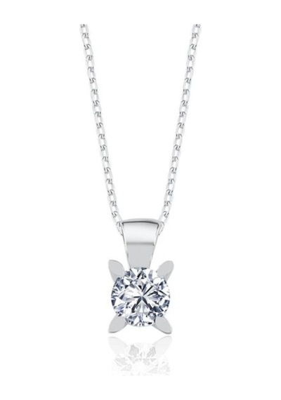 Vog 0.75 Karat Effective Diamond Markiz Esinti Tektaş 925 Ayar Gümüş Kolye