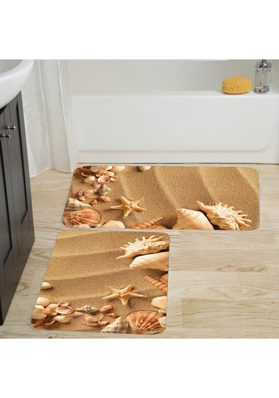 Rovigo Home Baskılı Kaymaz Taban 2 Li Banyo Paspas Takım Rvg5014-100X60-60X50 Çok Renkli