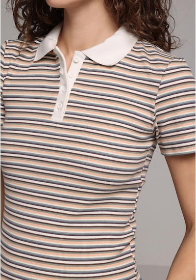 Colin's Colins Slim Fit Polo Yaka Çizgili Kadın Yeşil Kısa Kol Tişört Cl1078875 Q1.v1 Grn