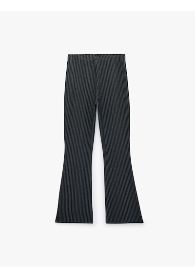 Koton Slim Fit Çizgili İspanyol Paça Pantolon Lacivert Çizgili 7wak40074ek 7s2