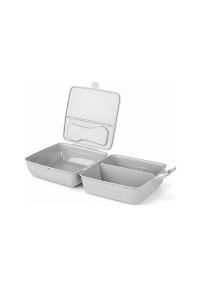 Bölmeli Sağlıklı Saklama Ve Yemek Kabı - Bpa Sız Sağlıklı - Kilit Kapak - Taşınabilir Lunchbox- Açık Gri Renk Çok Renkli