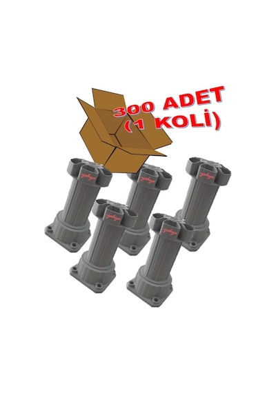 Ayarlanabilir Baza Ayağı 10-15 Cm - Tezgah Ve Mobilya Ayağı 300 Adet Gri