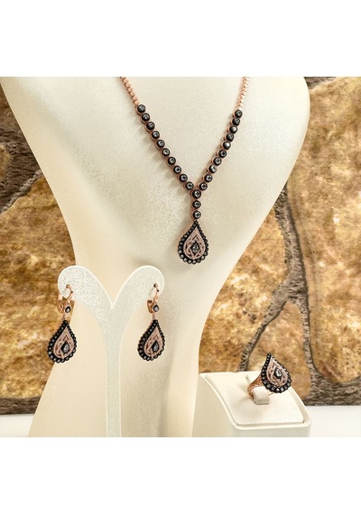 Elmas Montür Rosegold Özel Üretim Gümüş Set Takım - Lvrset16 Rose Gold