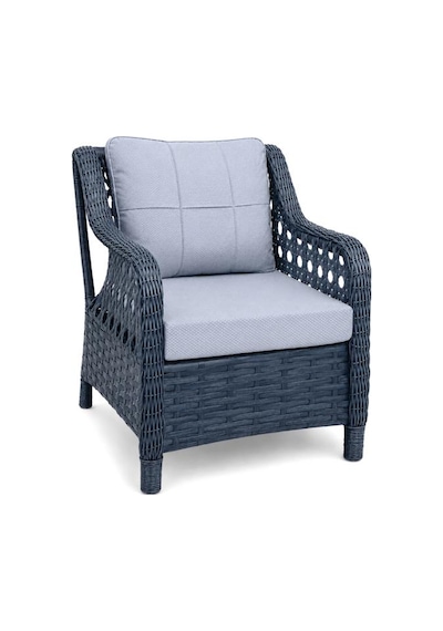 Niron Grand 3'lü Rattan Alüminyum Bahçe Oturma Grubu - Antrasit Temperli Cam Set 3+1+1+puf