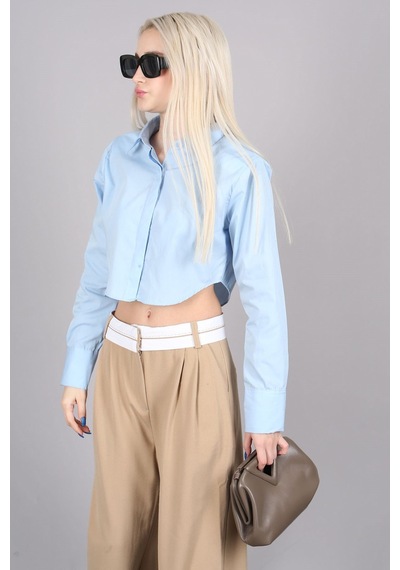 Madmext Mad Girls Mavi Kısa Gömlek Mg1382-mavi Mavi