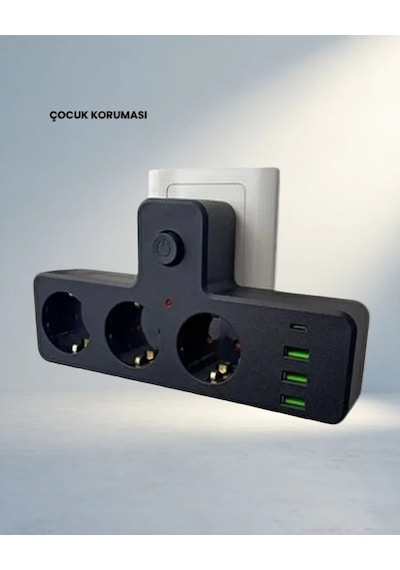 Akıllı Çoklu Priz 3 Usb 1 Type-c Hızlı Şarj Çözümü