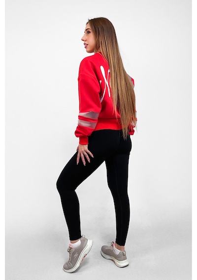 Nature The Brand Ntb Kolda Pvc Şerit Detaylı Oversize Sweatshirt Kırmızı