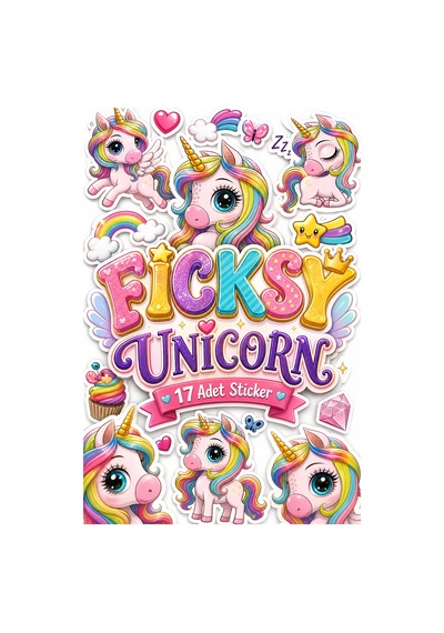 Unicorn Tek Boynuzlu At Sticker Seti - 17 Adet Etiket Çıkartma Diğer