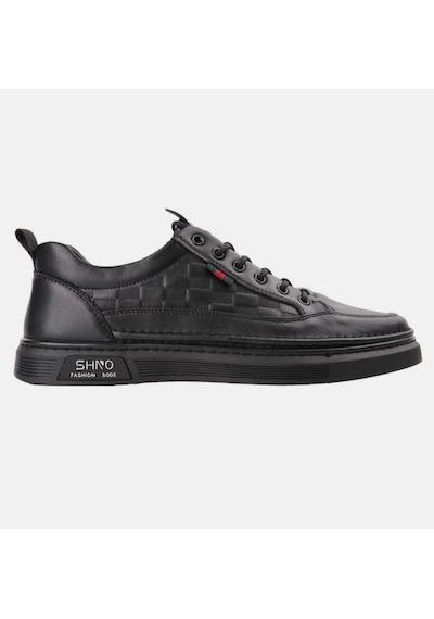 Erkek Rahat Taban Lastik Bağcıklı Sneaker Gerçek Deri Mc 19039 Beyaz Siyah