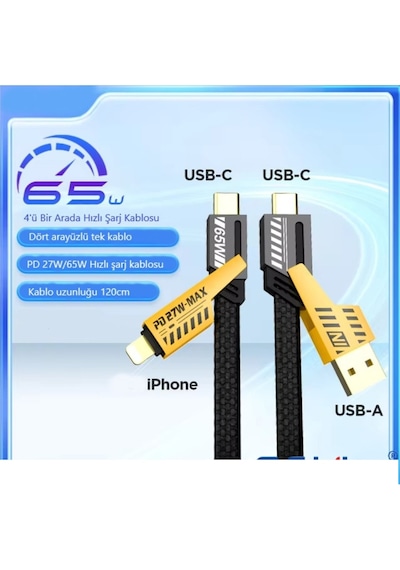 Usb To Type-c 6a Hızlı Şarj Ve Data Kablosu Samsung Xiaomi Android Uyumlu Esnek Kopmaz
