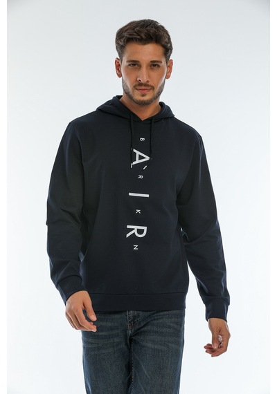 Süperlife Erkek Kapşonlu Regular Fit Air Baskılı İnce Sweatshirt Spr22sw162 Lacivert