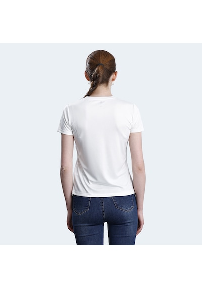 Lumberjack 5M WB PES V NECK 11CT127 5FX Kadın  Ekru Tişört