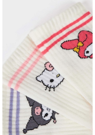 DeFacto Kız Çocuk Hello Kitty 3'lü Pamuklu Uzun Çorap F6704A8NSKR1