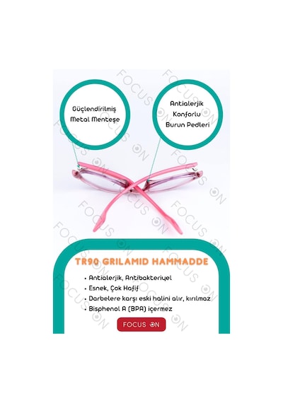 Focus On KS006-C14-EKRAN Pembe 1-3 Yaş Mavi Işık Filtreli Çocuk Ekran Gözlüğü