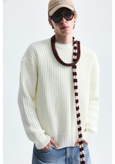 Vamos Oversize Basic Triko Kazak Kemik