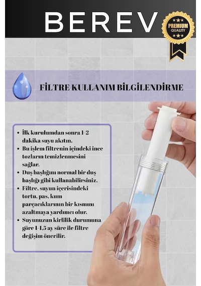 6 Fonksiyonlu Filtreli Krom Duş Başlığı Su Tasarruflu Basınçlı Kireç Klor Önleyici Krom