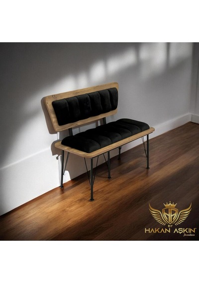 By Hakan Aşkın Metal Ayaklı Metal Alt Kasalı New Atlantik Wood 2025 Sırtlı Bench Bank Atlantik Siyah Baby Face