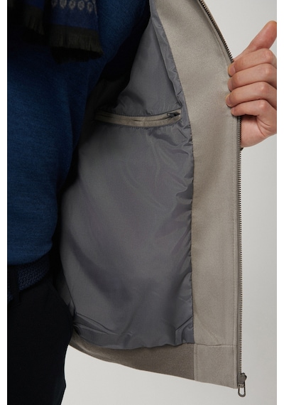Avva Erkek Açık Gri Bomber Yaka Fermuarlı Süet Görünümlü Comfort Fit Mont B006045 Açık Gri
