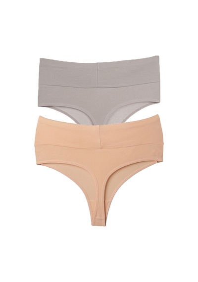 Vanilya Secret Tanga Yüksek Bel Toparlayıcı Pamuk 2'li Paket Model4