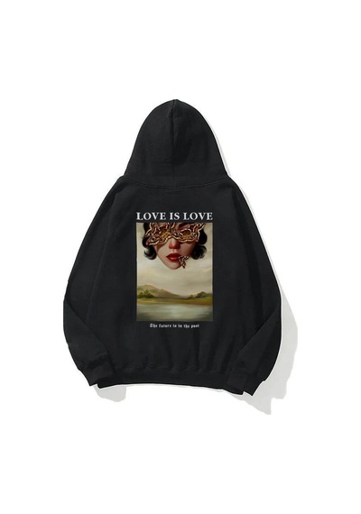 Startmore Unisex Love Is Love Sweatshirt Hoodie Siyah Siyah