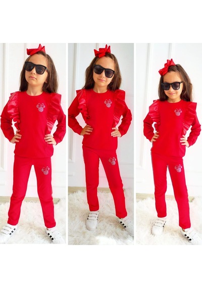 Boutiguestyles Kız Çocuk Deri Fırfır Detay Alt Üst Takım (509894207)