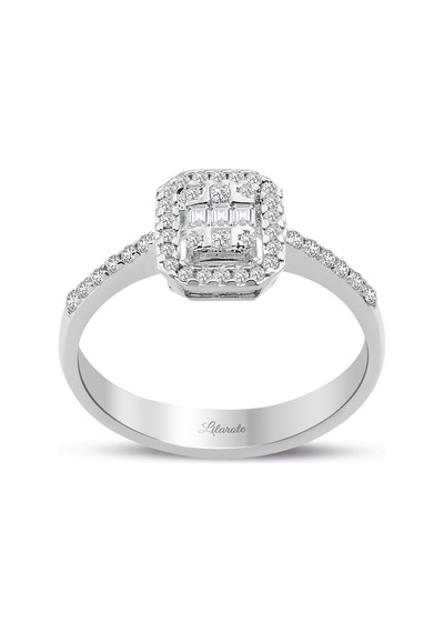 0.30 Ct Modern Tasarım Baget Kare Tektaş Yüzük