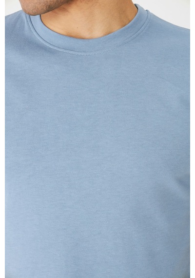 Mavi Basic Bisiklet Yaka Erkek T-shirt Mavi