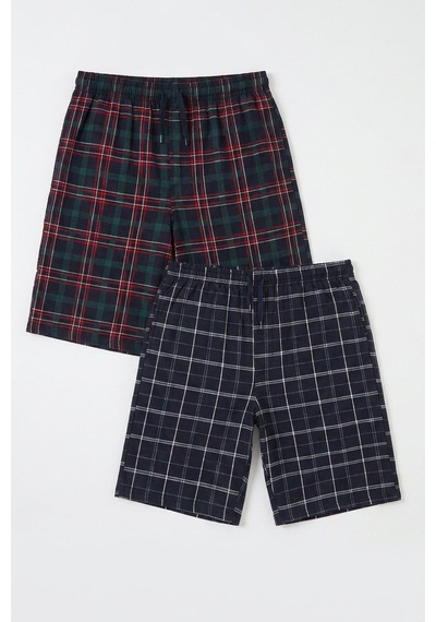 Buratti Pamuklu Regular Fit Bağlamalı Cepli 2'li Pijama Paket Şort Erkek Şort 6574004s2 Yeşil-lacivert
