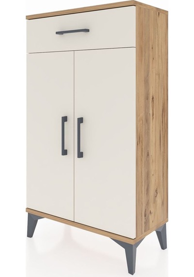 Arges Komodin 2 Raflı Tek Çekmeceli 2 Kapaklı 60x30x106 Çam-a... Çam