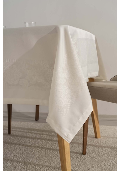 Rivaistanbul Jumbo Jakar Krem Sıvı İtici Leke Tutmaz Masa Örtüsü 160x220 Cm Krem