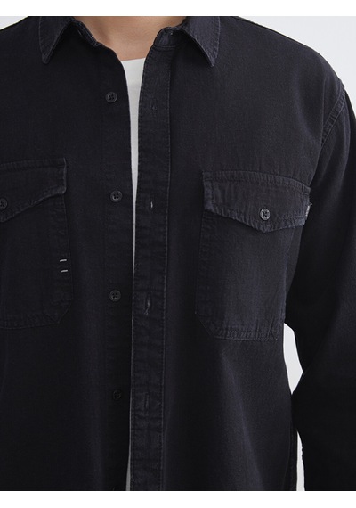 Lcw Jeans Siyah Regular Fit Uzun Kollu Erkek Jean Gömlek