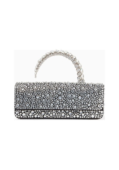 L'alingi Malika Crystal Saten Clutch Çanta, Gümüş, Kristal Üst Saplı