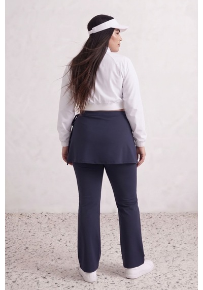 Soft&basic Kadın Curve Fırçalı Kumaş 2 Parça Etekli İspanyol Paça Tayt Lacivert