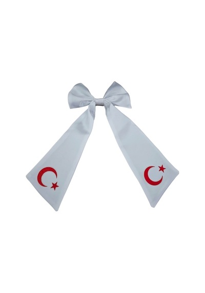 Ay Yıldızlı Fiyonklu Beyaz Saç Tokası Beyaz