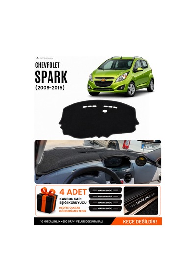 Chevrolet Spark 2009-2015 Uyumlu Torpido Koruma, Torpido Örtüsü, Torpido Kılıfı - Siyah