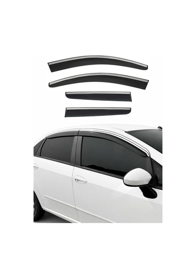 Fiat Linea 2006-2015 Arası Uyumlu Araca Özel Chrome Style Akrilik Cam Rüzgarlığı Koyu Duman 4 Parça