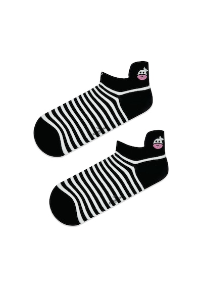 Carnaval Socks İnce Çember Desenli İnek Nakışlı Patik Spor Çorap Siyah Beyaz Carnaval Socks İnce Çember Desenli İnek Nakışlı Patik Spor Çorap Siyah Beyaz