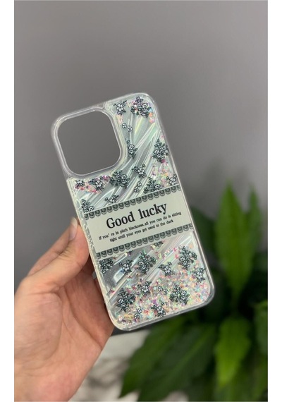 Apple Uyumlu iPhone 11 Sulu Simli Akışkan Kılıf Good Lucky Hologram