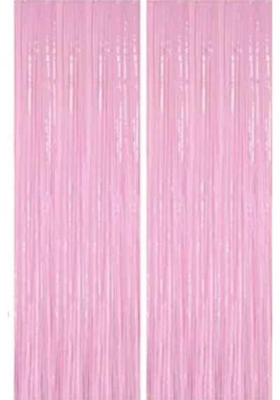 Metalize Doğum Günü, Parti Arka Fon Perde Pembe Püsküllü 90x200 Tüm Yaşlar