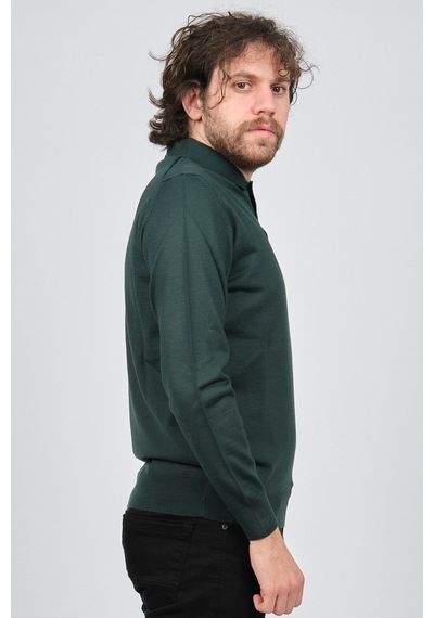 Pave Erkek Polo Yaka Yün Kazak 4538004 Yeşil Yeşil